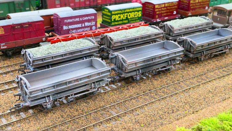 Mermaid Side-tipping Wagons as weathered by TMC.
www.EwhurstGreen.com 
